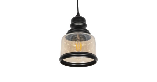 OLIVER 999-0187 Vintage Κρεμαστό Φωτιστικό Οροφής με Ντουί 1 x E27 AC 220-240V IP20 - Μελί & Μαύρο - Μ15 x Π15 x Υ21.5cm