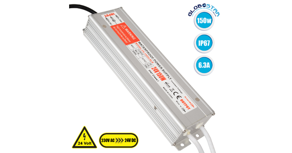 73063 Τροφοδοτικό LED DC 24V 150W Αδιάβροχο IP67 Max 150W 6.25A