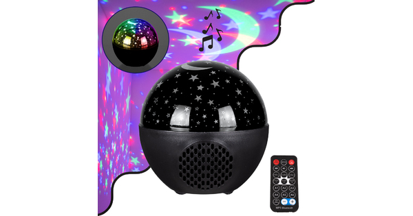 79599 Επιτραπέζιο Διακοσμητικό Φωτιστικό Ειδικών Εφε NIGHT SKY STARS LED 10W DC 5V 2200mAh Επαναφορτιζόμενο με Bluetooth Speaker - Sound Activated - Καλώδιο Τροφοδοσίας USB και Ασύρματο Χειριστήριο RF 2.4Ghz Πολύχρωμo RGB Dimmable