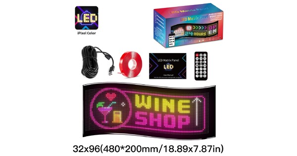 MATRIX GLB-106-0009 Εύκαμπτη Κυλιόμενη Ψηφιακή Επιγραφή 48x20cm P4.5 96x32 Pixel LED 10W AC 220-240V Αδιάβροχο IP65 Πολύχρωμο RGB - Bluetooth Control μέσω iPIXEL APP - Μ48 x Π0.24x Υ20cm - 2 Χρόνια Εγγύηση