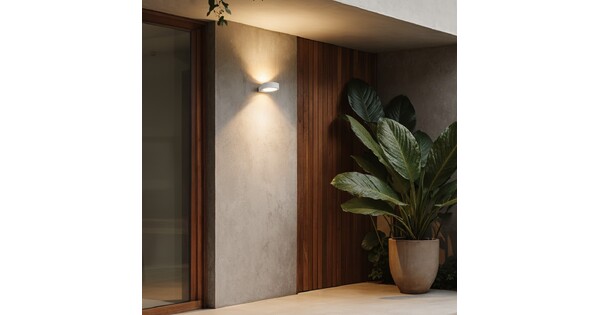 kelvo® AURA KLV-101-0115 Μοντέρνο Φωτιστικό Τοίχου - Απλίκα LED 7W 875lm 45° AC 220-240V Αδιάβροχο IP65 Θερμό Λευκό 2700K - Bridgelux COB Chip & TÜV SÜD Driver - Λευκό Ματ - Μ15 x Π13 x Υ4.5cm - 5 Χρόνια Εγγύηση