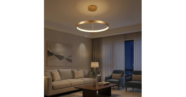kelvo® NEMESIS KLV-101-0213 Κρεμαστό Φωτιστικό Οροφής LED 67W 6700lm 180° AC 220-240V IP20 Ρυθμιζόμενο Λευκό CCT με Χειριστήριο από 2700K έως 6000K Dimmable - Lumileds SMD Chip - Χρυσό Πλατίνα - Μ80 x Π80 x Υ4cm - 3 Χρόνια Εγγύηση