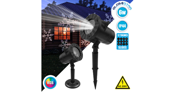 75599 Προβολάκι Κήπου Καρφωτό - Δαπέδου Epistar LED 6W 300lm 60° AC 230V Αδιάβροχο IP67 RGB με 12 Διαφορετικά Σχέδια Φωτισμού