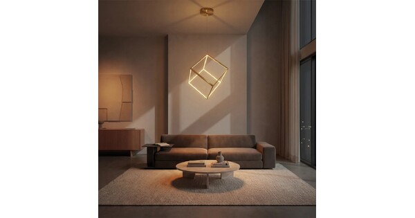 kelvo® KIBOO KLV-101-0262 Κρεμαστό Φωτιστικό Οροφής LED 36W 3600lm 360° AC 220-240V IP20 Ρυθμιζόμενο Λευκό CCT με Χειριστήριο από 2700K έως 6000K Dimmable - Lumileds SMD Chip - Χρυσό Πλατίνα - Μ40 x Π40 x Υ40cm - 3 Χρόνια Εγγύηση