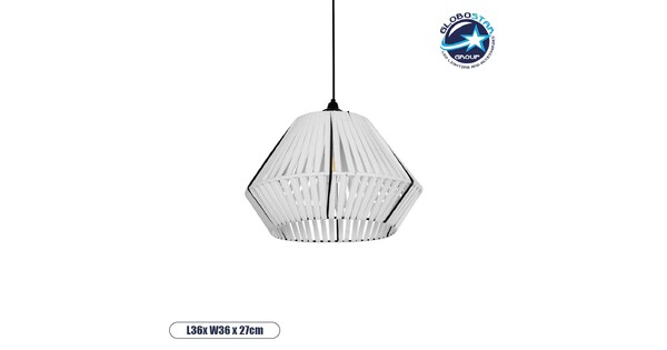 NUI 205-0063 Boho Κρεμαστό Φωτιστικό Οροφής με Ντουί 1 x E27 AC 220-240V IP20 - Λευκό - M36 x Π36 x Υ27cm