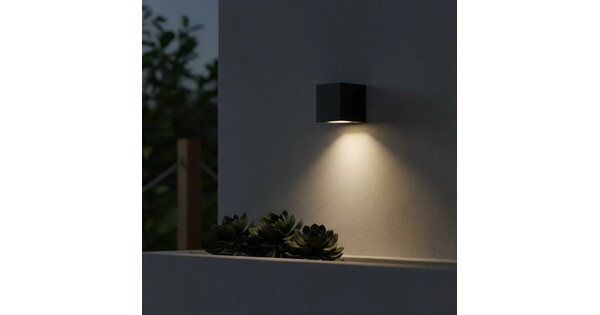 kelvo® BURANO KLV-101-0018 Φωτιστικό Τοίχου / Απλίκα για Λάμπα MR16 με Ντουί GU10 AC 220-240V Αδιάβροχο IP65 - Μαύρο Ματ - Μ8 x Π8 x Υ7cm