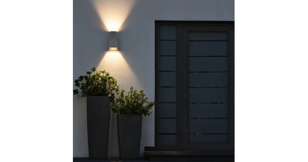 kelvo® FLUX KLV-101-0120 Μοντέρνο Φωτιστικό Τοίχου - Απλίκα LED 6W 750lm 30° AC 220-240V Αδιάβροχο IP65 Θερμό Λευκό 2700K - Bridgelux COB Chip & TÜV SÜD Driver - Γκρι Ανθρακί Ματ - Μ5 x Π8.5 x Υ17cm - 5 Χρόνια Εγγύηση