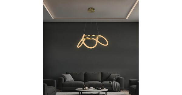 kelvo® GLOW KLV-101-0162 Κρεμαστό Φωτιστικό Οροφής LED 36W 3600lm 360° AC 220-240V IP20 Ρυθμιζόμενο Λευκό CCT με Χειριστήριο από 2700K έως 6000K Dimmable - Lumileds SMD Chip - Χρυσό Πλατίνα - Μ70 x Π70 x Υ40cm - 3 Χρόνια Εγγύηση