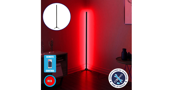 Μοντέρνο Minimal Επιδαπέδιο Μαύρο Φωτιστικό 100cm LED 16 Watt με Ασύρματο Χειριστήριο RF & Dimmer Κόκκινο  ALIEN Design GLOBO-100-4