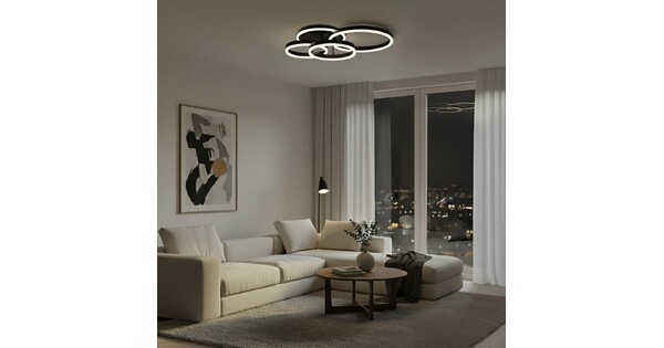 kelvo® VENOM KLV-101-0184 Φωτιστικό Οροφής LED 100W 10000lm 360° AC 220-240V IP20 Ρυθμιζόμενο Λευκό CCT με Χειριστήριο από 2700K έως 6000K Dimmable - Lumileds SMD Chip - Μαύρο Ματ - Μ70 x Π40 x Υ16cm - 3 Χρόνια Εγγύηση