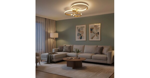 kelvo® DIAMOND KLV-101-0228 Φωτιστικό Οροφής LED 100W 10000lm 360° AC 220-240V IP20 Ρυθμιζόμενο Λευκό CCT με Χειριστήριο από 2700K έως 6000K Dimmable - Lumileds SMD Chip - Χρυσό Πλατίνα - Μ80 x Π50 x Υ20cm - 3 Χρόνια Εγγύηση