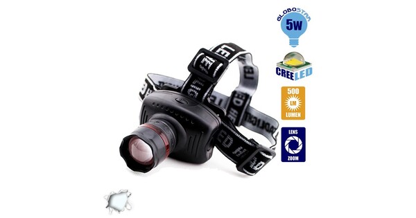 Φακός Κεφαλής LED 5 Watt με ZOOM  06001