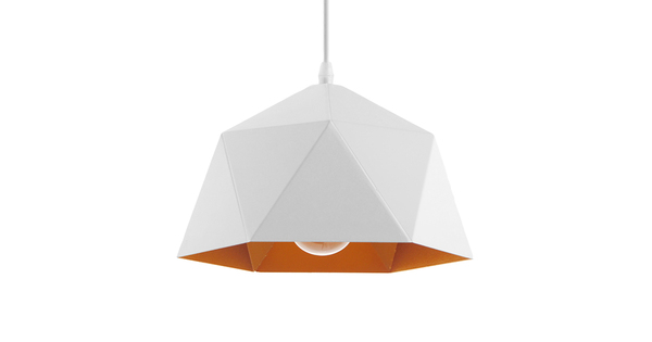 Μοντέρνο Κρεμαστό Φωτιστικό Οροφής Μονόφωτο Λευκό Χρυσό Μεταλλικό Καμπάνα Φ25  DIVINA 01377