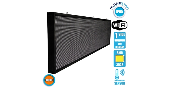 90294 Κυλιόμενη Ψηφιακή Επιγραφή P10 LED SMD AC 220-240V με Wi-Fi - Αδιάβροχή IP54 - Μονής Όψης - Μ264 x Π9 x Υ72cm Πορτοκαλί