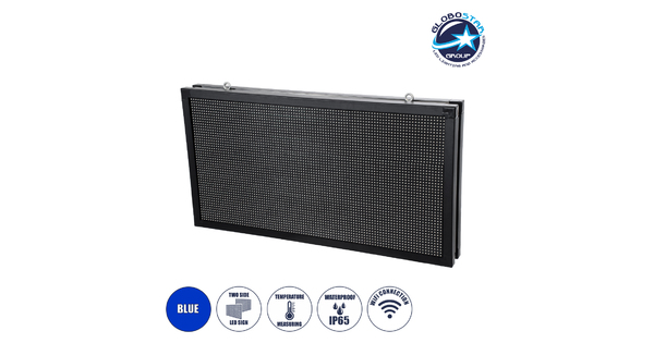 DISPLAY 90814 LED Scrolling Display 96x48cm - Κυλιόμενη Ψηφιακή Πινακίδα / Επιγραφή Διπλής Όψης P10 LED SMD AC 220-240V - Λειτουργία μέσω Wi-Fi με Εφαρμογή APP - Αισθήτηρας Θερμοκρασίας και Υγρασίας - Αδιάβροχο IP65 - Μ102 x Π11 x Υ54.5cm - Μπλε - 1 Χρόνο Εγγύηση