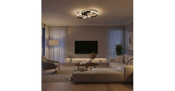 kelvo® DIAMOND KLV-101-0223 Φωτιστικό Οροφής LED 67W 6700lm 360° AC 220-240V IP20 Ρυθμιζόμενο Λευκό CCT με Χειριστήριο από 2700K έως 6000K Dimmable - Lumileds SMD Chip - Μαύρο Ματ - Μ60 x Π40 x Υ14cm - 3 Χρόνια Εγγύηση