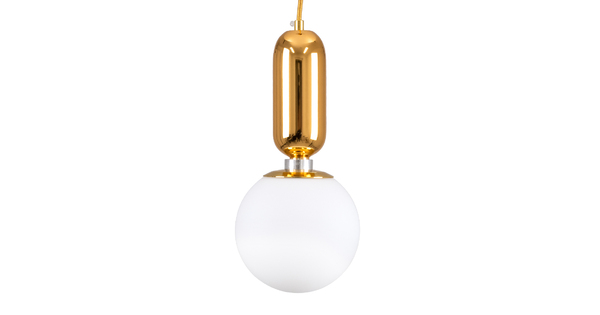 MAVERICK 00943 Μοντέρνο Κρεμαστό Φωτιστικό Οροφής Μονόφωτο Χρυσό Μεταλλικό Γυάλινο Μπάλα Φ15 x Υ15cm