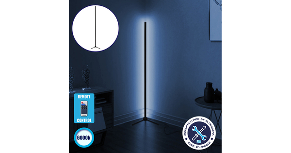 Μοντέρνο Minimal Επιδαπέδιο Μαύρο Φωτιστικό 250cm LED 40 Watt με Ασύρματο Χειριστήριο RF & Dimmer Ψυχρό Λευκό 6000k  ALIEN Design GLOBO-250-1