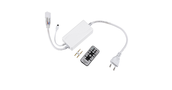 70626 Single Color Dimmer με Ασύρματο Χειριστήριο IR - Μεταλλάκτης Τροφοδοσίας AC/DC 230V IP20 για OVALE 120° Degree Neon Flex LED Μονόχρωμη 2 Pin Max 1500W - Έως 100 Μέτρα