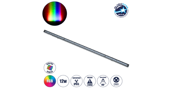 DIGIBAR 90210 Ψηφιακή Pixel Addressable Facade Μπάρα LED 12W 600lm 45° DC 24V Αδιάβροχο IP65 8 x Pixel Πολύχρωμο RGB Dimmable DMX512 SPI/TTL Protocol IC UCS512C0 - Bridgelux SMD Chip - Γκρι Ανθρακί - Μ100 x Π3.5 x Υ3.2cm - 3 Χρόνια Εγγύηση