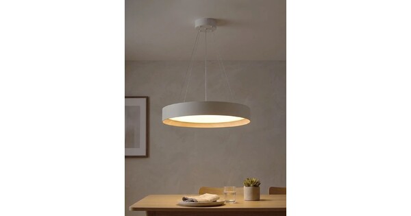 kelvo® RONDO KLV-101-0589 Κρεμαστό Φωτιστικό Οροφής LED 36W 3600lm 120° AC 220-240V IP20 Ρυθμιζόμενο Λευκό CCT με Διακόπτη στο Driver 2700K/4500K/6000K Triac Dimmable - Lumileds SMD Chip & ENEC/TÜV Driver - Λευκό Ματ & Εφέ Ξύλου - Μ50 x Π50 x Υ7cm - 5 Χρόνια Εγγύηση