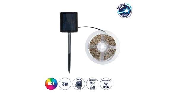 SOLAR LEDSTRIP 70421 Αυτόνομο Ηλιακό Σετ Ταινία LED 3m 3W/3m 90LED 2835 SMD 30lm/m 120° με Ενσωματωμένα Προγράμματα Λειτουργίας - Αδιάβροχο IP65 - RGB - Μ300 x Π0.8 x Υ0.3cm - 2 Χρόνια Εγγύηση