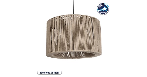 ZYLINDER 205-0022 Boho Κρεμαστό Φωτιστικό Οροφής με Ντουί 1 x E27 AC 220-240V IP20 - Μπεζ - M50 x Π50 x Υ32cm