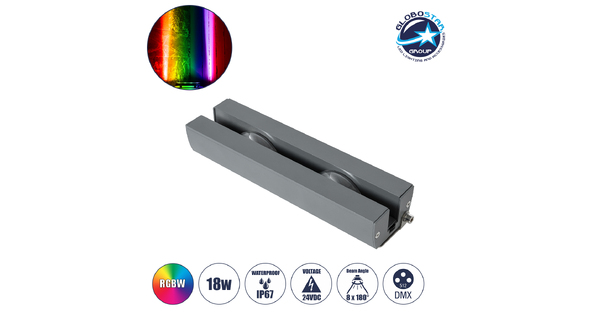  WINDOWARTE 90721 Φωτιστικό Ανάδειξης Παραθύρων LED 18W 1440lm 8° x 180° DC 24V Αδιάβροχο IP67 Πολύχρωμο RGBW Dimmable DMX512 - CREE XPE Chip - Γκρι Ανθρακί - Μ25 x Π7 x Υ4.5cm - 3 Χρόνια Εγγύηση