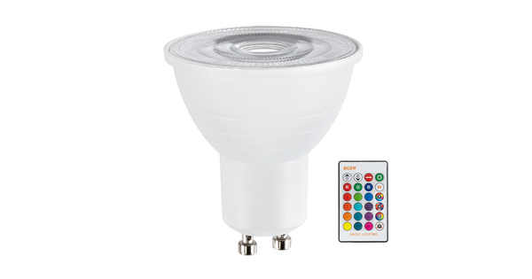 76067 Σποτ LED GU10 MR16 5W 350lm 120° AC 220-240V IP20 Φ5 x Υ5.8cm - Εναλλαγή Φωτισμού μέσω Τηλεχειριστηρίου RGB & Θερμό Λευκό 2700K - Dimmable - 2 Χρόνια Εγγύηση