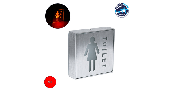 SENSATI 75655 Φωτιστικό Τοίχου Ένδειξης TOILET WOMAN LED 1W AC 220-240V IP20 - Σώμα Αλουμινίου - Μ11 x Π11 x Υ3cm - Κόκκινο