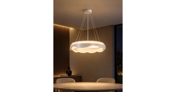 LOTUS GLB-101-0101 Μοντέρνο Κρεμαστό Φωτιστικό Οροφής LED 72W 7200lm 120° AC 220-240V IP20 Ρυθμιζόμενο Λευκό CCT με Χειριστήριο από 2700K έως 6000K Dimmable - Lumileds SMD Chip - Λευκό Ματ - Μ50 x Π50 x Υ9.5cm - 3 Χρόνια Εγγύηση