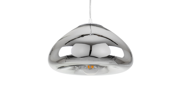 CRISTIN 00759 Μοντέρνο Κρεμαστό Φωτιστικό Οροφής Μονόφωτο Ασημί Νίκελ Γυάλινο Φ30 x Υ19cm