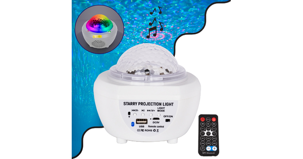 79604 Λευκό Επιτραπέζιο Διακοσμητικό Φωτιστικό Ειδικών Εφε NIGHT SKY GALAXY 3D LED 10W DC 5V 2200mAh Επαναφορτιζόμενο με Bluetooth Speaker - Sound Activated - Καλώδιο Τροφοδοσίας USB και Ασύρματο Χειριστήριο RF 2.4Ghz Πολύχρωμo RGB Dimmable