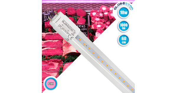 99331 Λάμπα Σωλήνας Τύπου Φθορίου T8 Linear 60cm LED SMD 2835 10W 1000 lm 320° AC 85-265V IP20 CRI ≥90 Ροζ Ειδική για Κρεοπωλείο