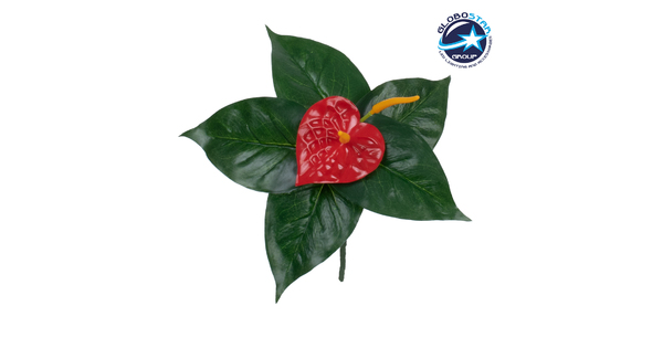 FLAMINGO FLOWER 78293 Τεχνητό Φυτό Ανθούριο - Μπουκέτο Διακοσμητικών Φυτών - Κλαδιών με Φύλλωμα Πράσινο - Πορτοκαλί - Κόκκινο Υ26cm