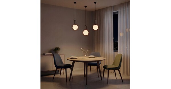 kelvo® BELLISSIMO KLV-101-0373 Κρεμαστό Φωτιστικό Οροφής για Λάμπα με Ντουί E27 AC 220-240V IP20 - Μαύρο Ματ & Λευκό - Μ20 x Π20 x Υ42cm