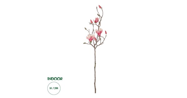 Artificial Garden WHITE - PINK MAGNOLIA 21416 Τεχνητό Διακοσμητικό Κλαδί Ροζ Μανόλια Μ30 x Π13 x Υ110cm