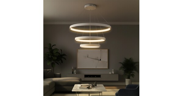 kelvo® NEMESIS KLV-101-0221 Κρεμαστό Φωτιστικό Οροφής LED 120W 12000lm 180° AC 220-240V IP20 Ρυθμιζόμενο Λευκό CCT με Χειριστήριο από 2700K έως 6000K Dimmable - Lumileds SMD Chip - Λευκό Ματ - Μ80 x Π80 x Υ80cm - 3 Χρόνια Εγγύηση