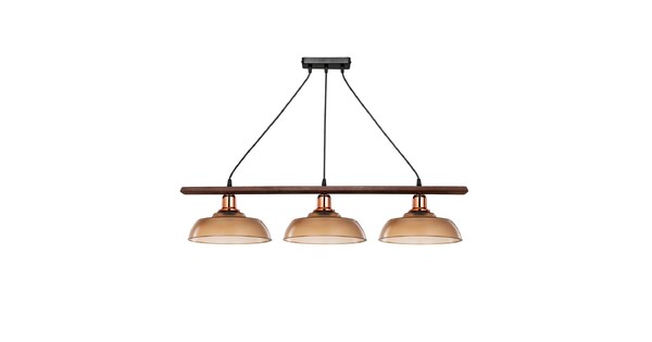 LOAN 203-0289 Μοντέρνο Κρεμαστό Φωτιστικό Οροφής με Ντουί 3 x E27 AC 220-240V IP20 - Καφέ & Μπρονζέ -  Μ89 x Π25.5 x Υ19cm