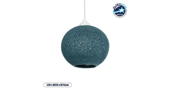 SOLEI 205-0012 Boho Κρεμαστό Φωτιστικό Οροφής με Ντουί 1 x E27 AC 220-240V IP20 - Τιρκουάζ - M20 x Π20 x Υ25cm