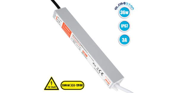 73051 Τροφοδοτικό LED DC 12V 36W Αδιάβροχο IP67 Max 36W 3A