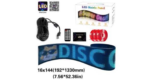 MATRIX GLB-106-0004 Εύκαμπτη Κυλιόμενη Ψηφιακή Επιγραφή 133x19.2cm P9 144x16 Pixel LED 10W DC 5V 2A με USB 2.0 Αδιάβροχο IP65 Πολύχρωμο RGB - Bluetooth Control μέσω iPIXEL APP - Μ133 x Π0.4 x Υ19.2cm - 2 Χρόνια Εγγύηση