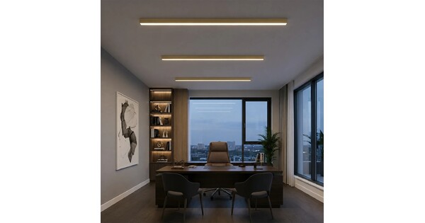 kelvo® ORION KLV-101-0364-V2 Γραμμικό Φωτιστικό Οροφής LED 72W 7200lm 120° AC 220-240V IP20 Ρυθμιζόμενο Λευκό CCT με Χειριστήριο από 2700K έως 6000K Dimmable - Lumileds SMD Chip - Χρυσό Πλατίνα - Μ120 x Π5 x Υ7cm - 3 Χρόνια Εγγύηση