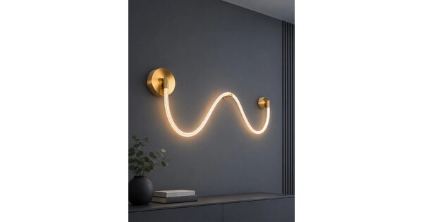 kelvo® LASSO KLV-101-0506 Φωτιστικό Τοίχου / Απλίκα LED 32W 3200lm 360° AC 220-240V IP20 Ρυθμιζόμενο Λευκό CCT με Διακόπτη στο Driver 2700K/4500K/6000K Triac Dimmable - Lumileds SMD Chip & ENEC/TÜV Driver - Σατινέ Χρυσό Βούρτσας - Μ120 x Π8 x Υ35cm - 5 Χρόνια Εγγύηση