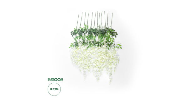 Artificial Garden WHITE WISTERIA FLOWER BRANCH 21513 Σετ 12 Τεχνητά Διακοσμητικά κλαδιά Βιστέριας Λευκό Φ45 x Υ120cm