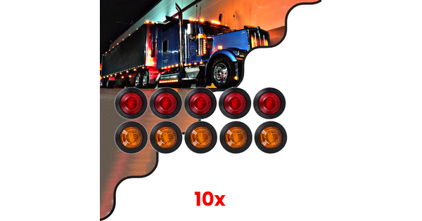 85308 Πακέτο 10 Τεμάχια Φώτα Όγκου για Φορτηγά BULLET PIN LED SMD 5730 1W / Τεμ. 100lm DC 24V Αδιάβροχα IP65 5x Κόκκινα - 5x Πορτοκαλί