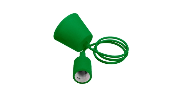Πράσινο Κρεμαστό Φωτιστικό Οροφής Σιλικόνης με Υφασμάτινο Καλώδιο 1 Μέτρο E27  Green 91007
