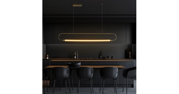 kelvo® GLOW KLV-101-0177 Κρεμαστό Φωτιστικό Οροφής LED 15W 1500lm 360° AC 220-240V IP20 Ρυθμιζόμενο Λευκό CCT με Χειριστήριο από 2700K έως 6000K Dimmable - Lumileds SMD Chip - Χρυσό Πλατίνα - Μ120 x Π3 x Υ17cm - 3 Χρόνια Εγγύηση