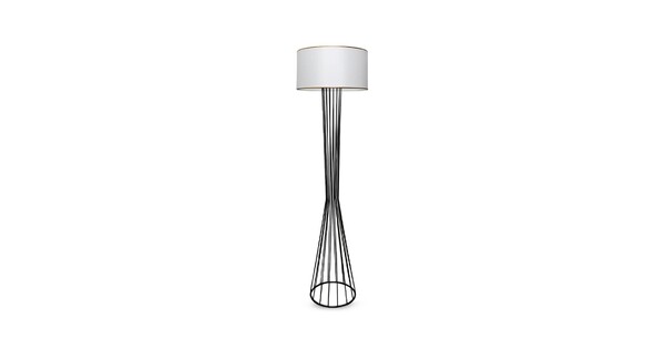 NOVA 201-0036 Μοντέρνο Επιδαπέδιο Φωτιστικό 1 x E27 IP20 Μαύρο Μεταλλό με Λευκό Ύφασμα - Μ38 x Π38 x Υ155cm