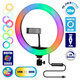 75801 Professional Digital Ring Light Φ26cm LED SMD 30W 3000lm 180° DC 5V με Καλώδιο Τροφοδοσίας USB - Ενσωματωμένο Χειριστήριο Εναλλαγής Χρωμάτων & 1 Βάση Τηλεφώνου - Πολύχρωμο RGBW+WW Dim